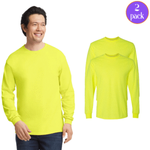 Gildan Men’s Heavy Cotton Long Sleeve T-Shirt – High Visibility Safety Work Shirt