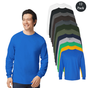 Gildan Heavy Cotton Men’s T-Shirts – 12 Pack, Classic Fit, 5.3oz, Multi-Color Size S-5XL