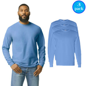 Gildan Men’s Heavy Cotton Long Sleeve T-Shirt, 3-Pack Carolina Blue Tees