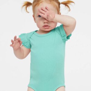 Rabbit Skins Infant Rib Bodysuit with Flutter Sleeves (Multiple Colors)