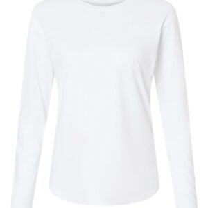 Next Level Women’s Relaxed Cotton Long Sleeve T-Shirt, Single Pack, S–3XL – White & Black
