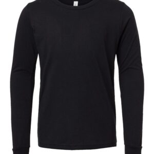 Bella+Canvas Youth Heather CVC Long Sleeve T-Shirt, Single Pack, Mix Colors (S–L) Soft Cotton Blend, Classic Kids Fit