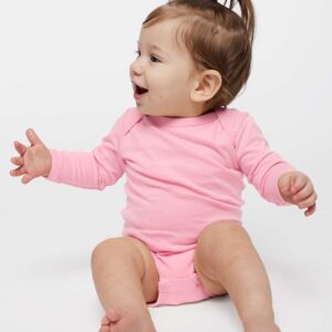 Rabbit Skins Infant Fine Jersey Long Sleeve Bodysuit – Soft Cotton Baby Onesie (NB–18M, Multiple Colors)
