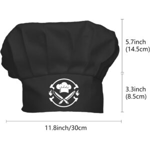 Sarroy Adult Adjustable Chef Hat – Elastic Cotton Baker & Cooking Cap for Men & Women, Professional Kitchen Catering Wear, Black (11.8 x 9 Inch)