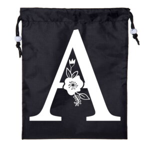 Sarroy Custom Monogram Cinch Sacks, Personalized Drawstring Bags, Bulk Initial Pull String Backpacks for Men & Women, Black