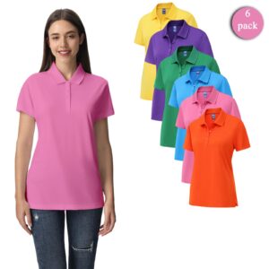Zfeel Women’s Dry Fit Polyester Polo, 6-Pack Mix Assorted Colors (Sizes X–4XL)