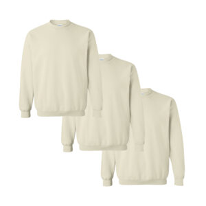 Gildan Men’s Heavy Blend Crewneck Sweatshirt, Black/Sand/Safety Pink, 3-Pack (S-2XL)