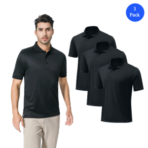 Zfeel Mesh Poly Polo for Men – 3 Pack, Quick-Dry, Comfortable Fit, S–4XL, Black