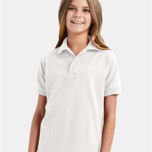 Hanes Youth EcoSmart Jersey Polo, XS-XL, Single Pack