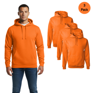Jerzees Men’s NuBlend Hooded Sweatshirt, Safety Orange, 3-Pack (S–3XL)