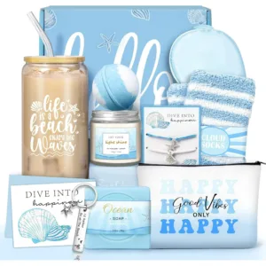 Birthday Gift Box for Women – Multicolor Ocean Spa Set | Self-Care Basket with Relaxing Treats