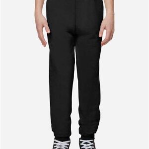 JERZEES Youth NuBlend Joggers, Comfortable Fleece Athletic Pants for Kids (Black, Athletic Heather, J. Navy)