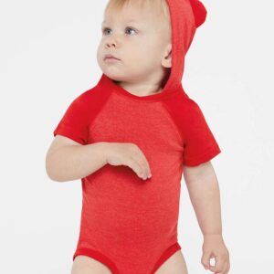Rabbit Skins Infant Raglan Bodysuit with Hood & Ears - Sizes (NB–18M) (Multiple Colors)