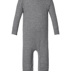 Rabbit Skins Infant Long Legged Bodysuit, Soft Baby Rib Onesie NB–24M – (Granite Heather, Natural, Navy, Red, Black)