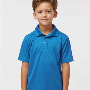 Paragon Youth Saratoga Performance Mini Mesh Polo, Moisture-Wicking Athletic Shirt, Turquoise & Kiwi, XS-XL