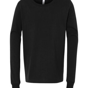 Bella+Canvas Youth Jersey Long Sleeve T-Shirt, Single Pack, Mix Colors (S–L) – Soft Cotton Blend, Classic Fit Kids Tee