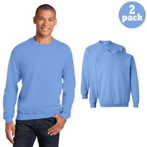 Gildan Men’s Heavy Blend Fleece Crewneck Sweatshirt 2-Pack, Carolina Blue (S–3XL)