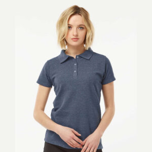 Tultex Women’s Sport Piqué Polo Shirt, Heather Navy (S–XL)