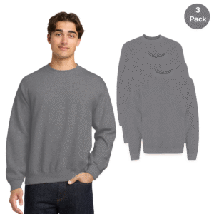Gildan Men’s Graphite Heather Heavy Blend Crewneck Sweatshirt, 3-Pack (S–3XL)