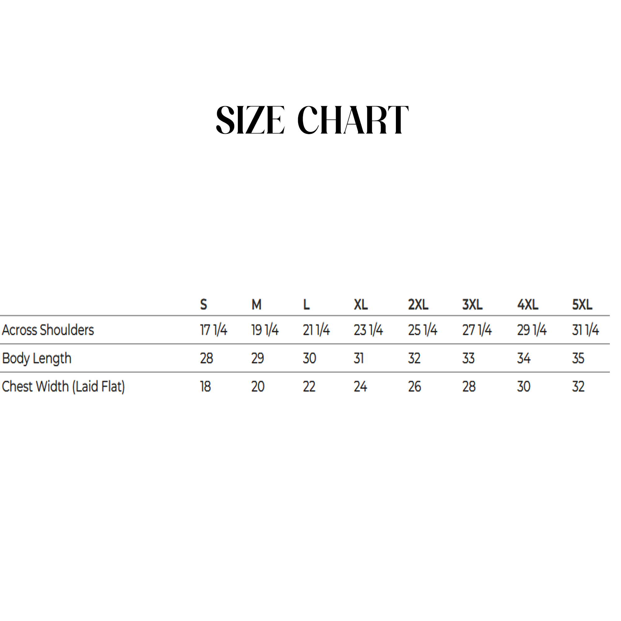 SIZE CHART