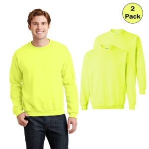 Gildan Men’s Heavy Blend Crewneck Sweatshirts – Safety Green (2-Pack, High Visibility Fleece Pullover, Sizes S–5XL)