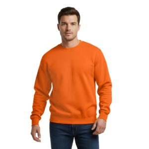 Gildan Men’s Heavy Blend Crewneck Sweatshirt – Safety Orange (Single Pack, High Visibility Fleece Pullover)