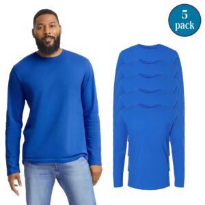 Gildan Men’s Softstyle Long Sleeve T-Shirts – Royal (5-Pack, Value Multi-Pack, 100% Ring-Spun Cotton, Modern Fit, Sizes S–3XL)