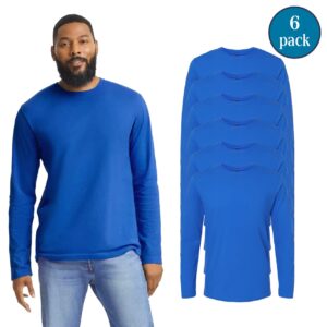 Gildan Men’s Softstyle Long Sleeve T-Shirts – Royal (6-Pack, Bulk Value Pack, 100% Ring-Spun Cotton, Modern Fit, Sizes S–3XL)