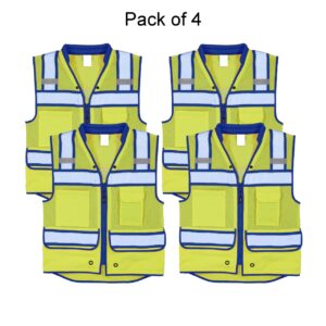 Kishigo Men’s High Performance Safety Surveyor Vest – ANSI Class 2 (4-Pack, Multiple Colors, S–5XL, High-Visibility Work Vest)