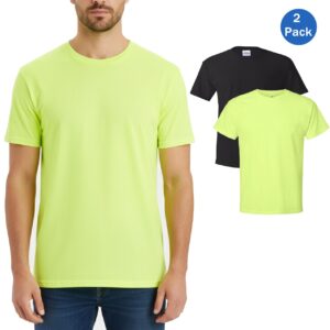 Hanes Men’s Essential-T T-Shirt – 2-Pack Safety Green, S–5XL