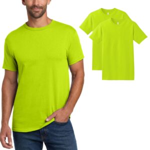 Hanes Men’s Classic Essential Crewneck Tee – Safety Green 2-Pack, S–5XL