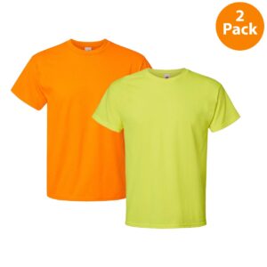 Hanes Men’s High-Visibility Essential-T Tee 2-Pack, Safety Green/Orange, S–5XL