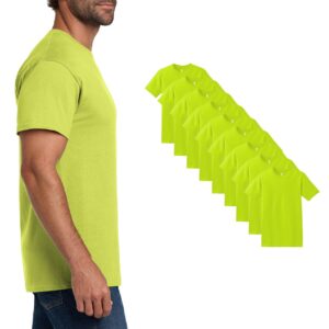 Hanes Men’s Classic Essential Crewneck T-Shirt – Safety Green 9-Pack, S–5XL
