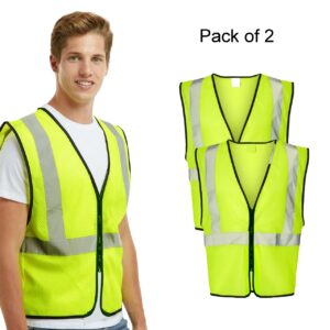 Kishigo Zippered Mesh Class 2 Safety Vest (2-Pack, Lime, S–5XL)