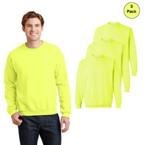 Gildan Men’s Heavy Blend Crewneck Sweatshirt 4-Pack, High-Visibility, Safety Green (S–3XL)