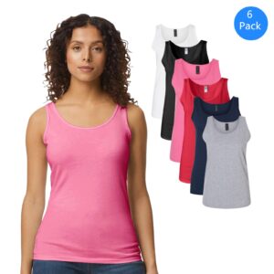 Gildan Women’s Comfort Colors Heavyweight Tank Top 6 Pack, Semi-Fitted, Mix Colors, S–3XL