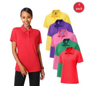 Zfeel Women’s High-Performance Dry Fit Polyester Polo Shirt, 5-Pack, Mix Colors, S–4XL