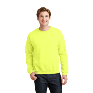 Gildan Men’s Heavy Blend Safety Green Crewneck Fleece Sweatshirt, Sizes S–3XL