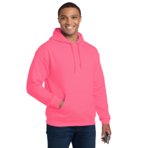 Gildan Men’s Heavy Blend Safety Green and Orange Hoodie – Durable High-Visibility Workwear Pullover