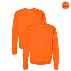 Hanes EcoSmart Men’s Safety Orange Crewneck Sweatshirts – 2-Pack, Heavyweight & Comfortable (S–5XL)