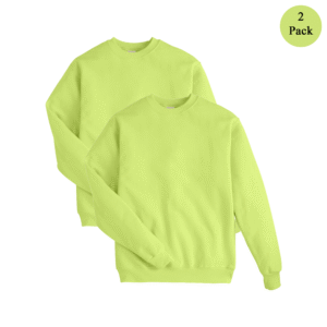 Hanes EcoSmart Men’s Crewneck Sweatshirt – 2 Pack, Safety Green, Comfortable & Durable