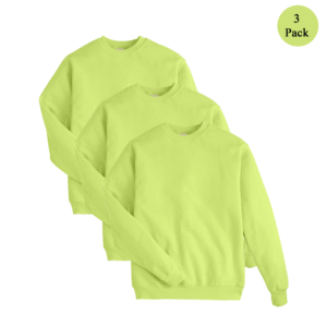 Hanes EcoSmart Men’s 3-Pack Crewneck Sweatshirts, Safety Green, Heavyweight & Comfortable, Sizes S–5XL