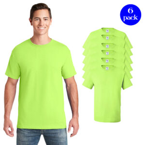Jerzees Men’s Dri-Power Short Sleeve Work T-Shirt, Safety Green – Moisture-Wicking, Comfortable Fit (6 Pack, S–2XL)