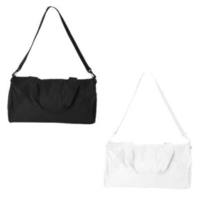 Liberty Bags Eco-Friendly 18” Duffel Bags – 2-Pack Durable Recycled Bags (White & Black)