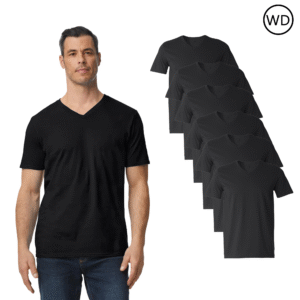 Gildan Softstyle Men’s V-Neck T-Shirt Black (6 Pack) – Lightweight Ring Spun Cotton Short Sleeve Tee for Printing, Casual Wear & Uniforms