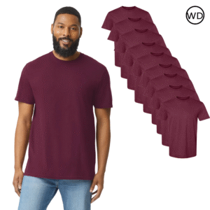 Gildan Men’s Softstyle CVC T-Shirt Maroon Mist (9 Pack) – Ring-Spun Cotton-Poly Blend, Modern Fit, Lightweight Blank Tee