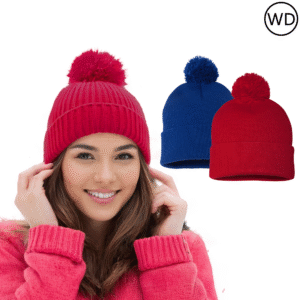 Sportsman 12" Pom-Pom Cuffed Beanie SP15, Red and Royal Blue (2-Pack)