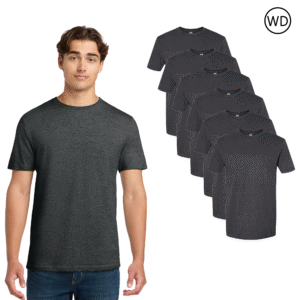 Gildan Men’s Softstyle CVC T-Shirt Pitch Black Mist (6 Pack) – 60/40 Cotton-Poly Blend, Modern Fit, Lightweight Short Sleeve Tee