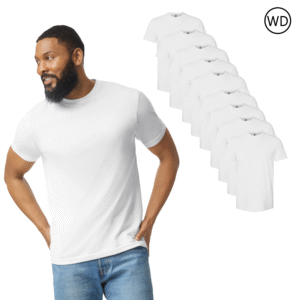 Gildan Men’s Softstyle CVC T-Shirt White (9 Pack) – 60/40 Cotton-Poly Blend, Modern Fit, Lightweight Short Sleeve Tee