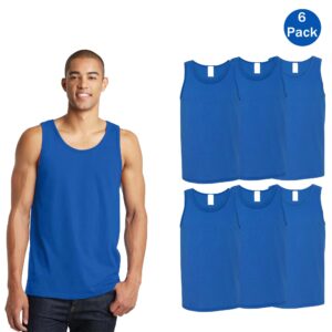 Gildan Heavy Cotton Men’s Sleeveless Tank Tops – Royal Color Pack of 6